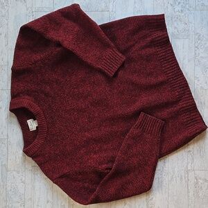 L.L. Bean Men's Large Wool Heathered Red and Black Crewneck Sweater